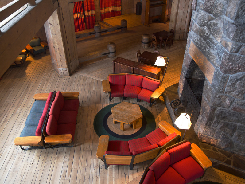 Timberline Lodge with Interior Chairs by Fireplace Mount Hood Oregon